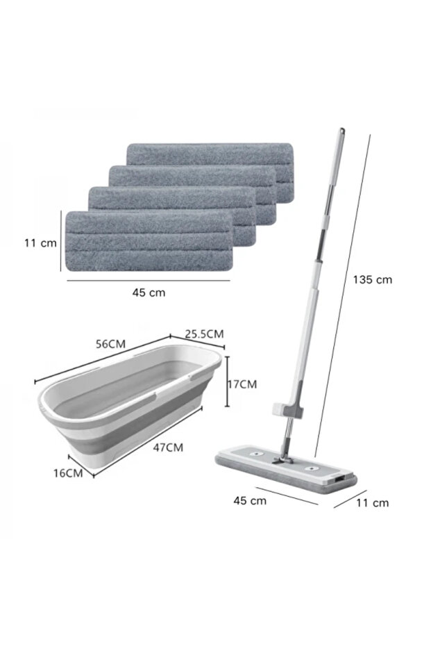 Rotating Mop Set with 4 Microfiber Clothes and 8L Collapsible Bucket - 2