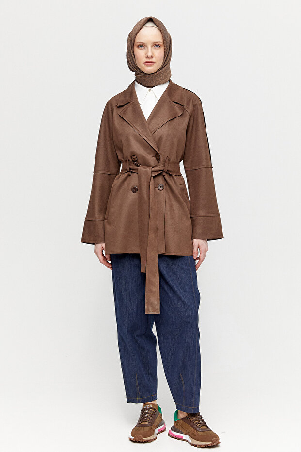 Süet Görünümlü Kruvaze Ceket - 2