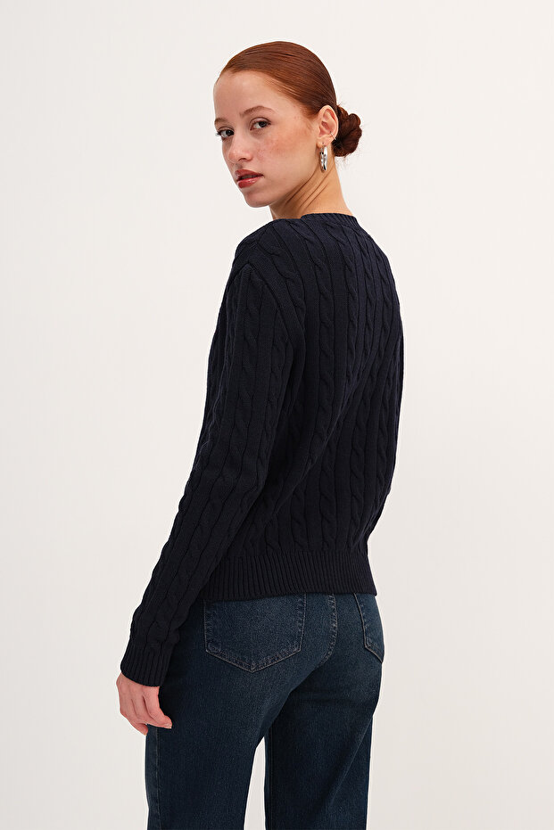 Düğmeli Saç Örgüsü Hırka H10318 - 6