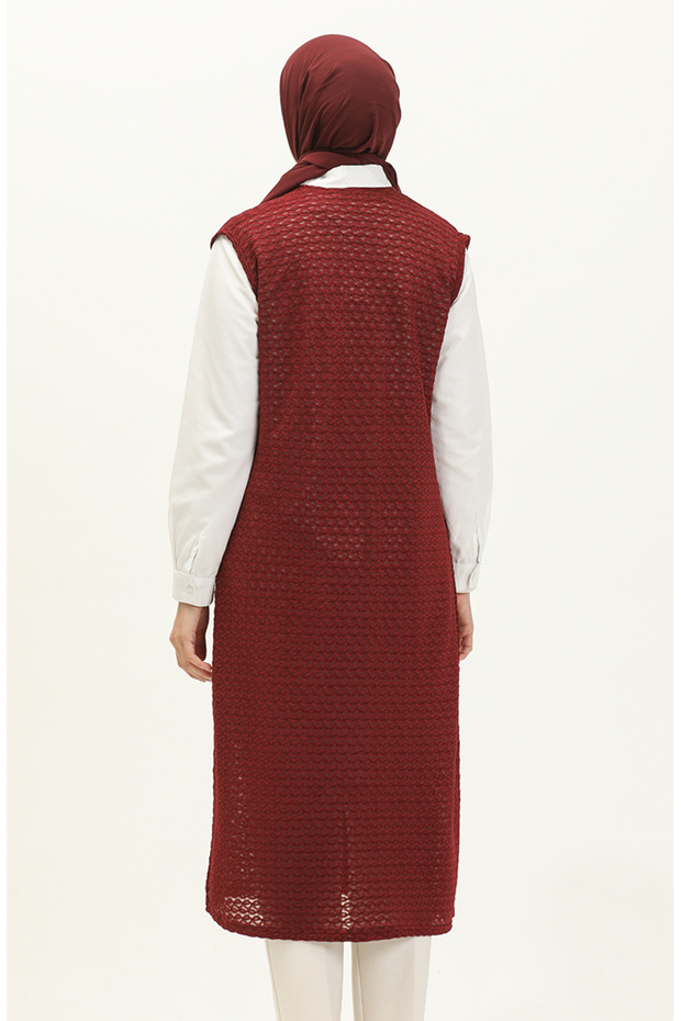 Basic Yelek 1639-03 Bordo - 5