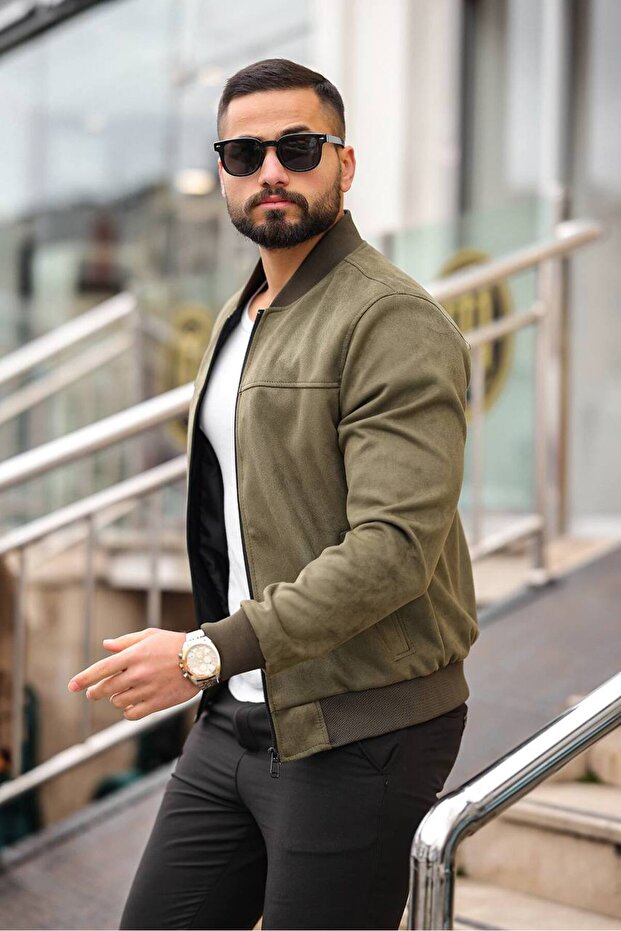 سترة بومبر أساسية للجنسين من جلد النوبوك - 3