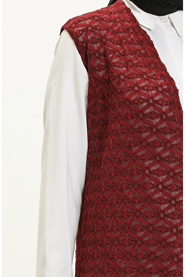 Basic Yelek 1640-03 Bordo - 4