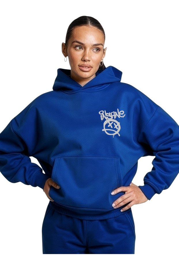 Unisex Human Face Colorful Custom Printed Cotton Oversize Hooded Sweatshirt