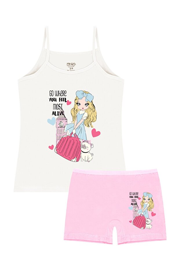 Girl's Athlete Boxer Lycra Ecru Girl (96% Cotton - 4% Elastane)