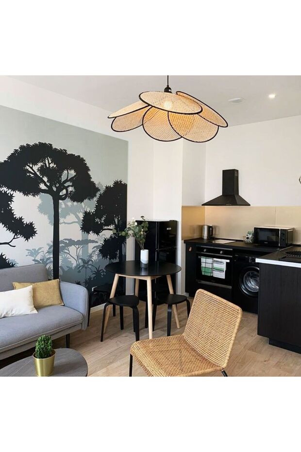 Modern Tasarım Çiçek Sarkıt Avize Rattan Boheme Salon Oturma Odası Mutfak Avizesi - 1