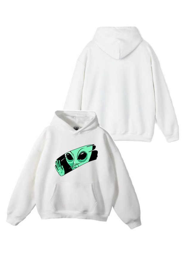 New Season Printed 3 Yarn Cotton Hooded Sweatshirt