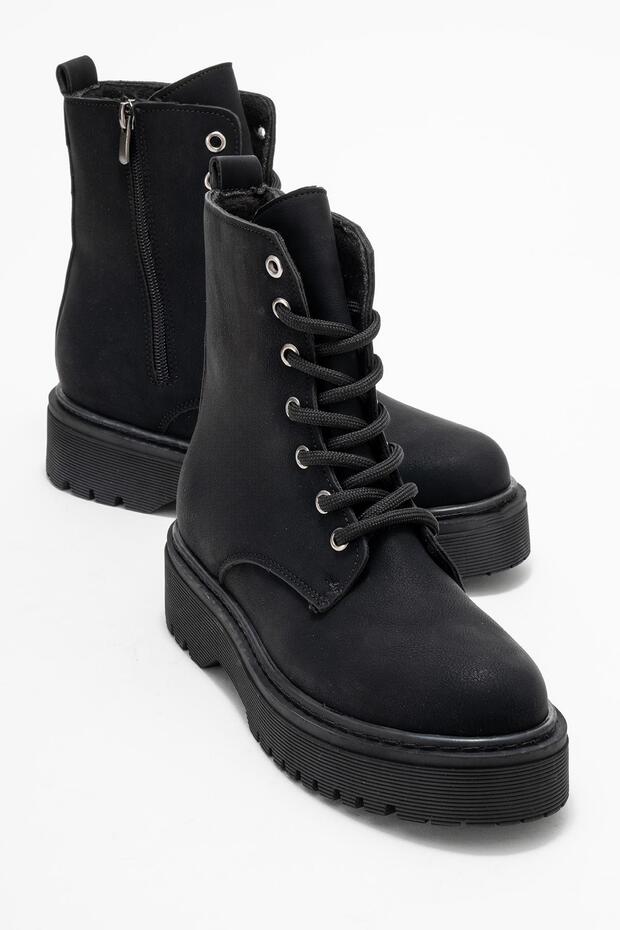 Flat Sole Long Women's Boots Black Emerald Black