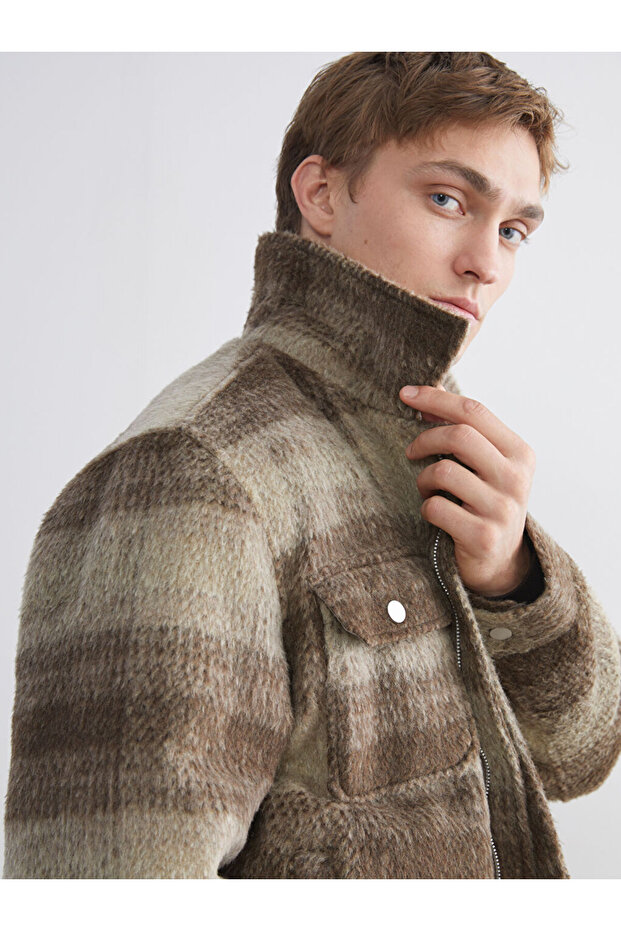 Comfortable Fit Plaid Cashmere Men's Shirt Jacket