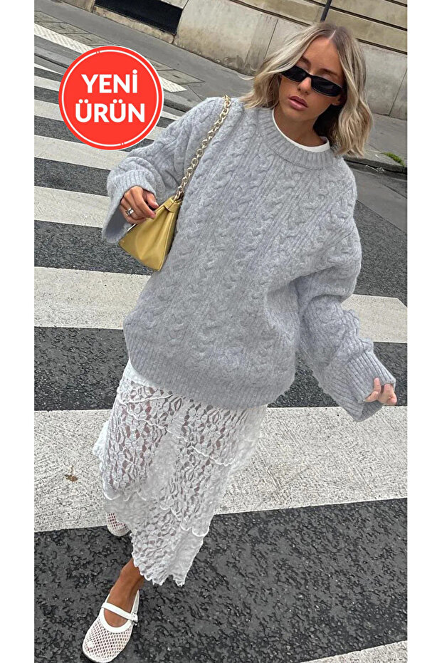 Kadın Bisiklet Yaka Örme Triko Kazak - 1