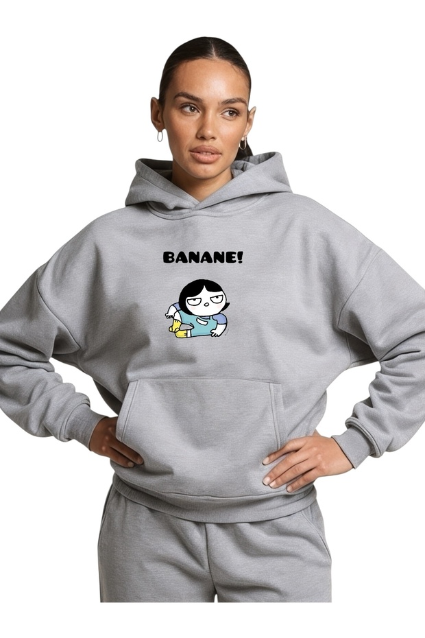 Unisex Banane Colorful Custom Printed Cotton Oversize Hooded Sweatshirt