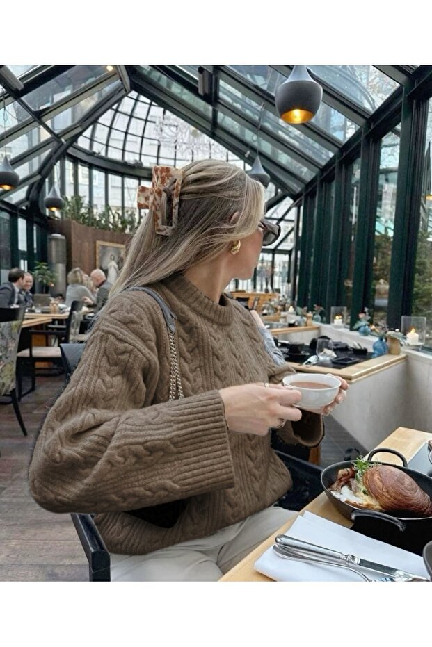 Kadın Bisiklet Yaka Örme Triko Kazak - 4