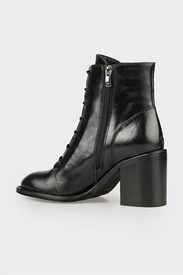 Siyah Deri Kadın Klasik Bot - 3