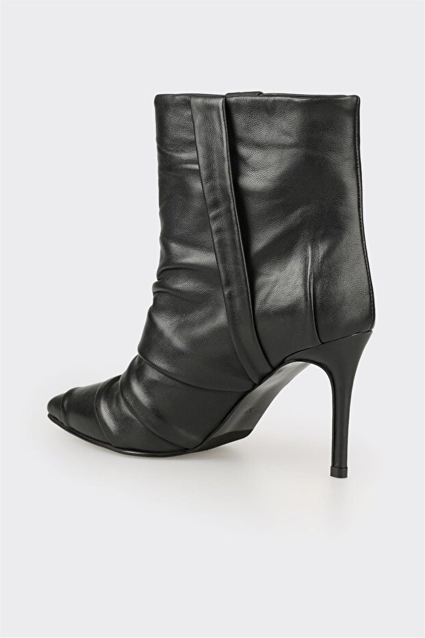 Siyah Deri Kadın Klasik Bot - 3