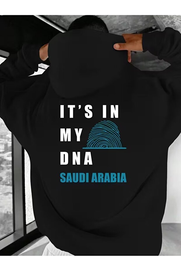 سترة رياضية رجالية مطبوعة بتصميم MY DNA SAUDIA SAUDIA بمقاس كبير