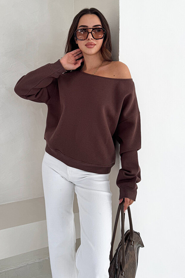 Women's Shoulder Detail Fleece Sweatshirt – Comfortable & Feminine Style
