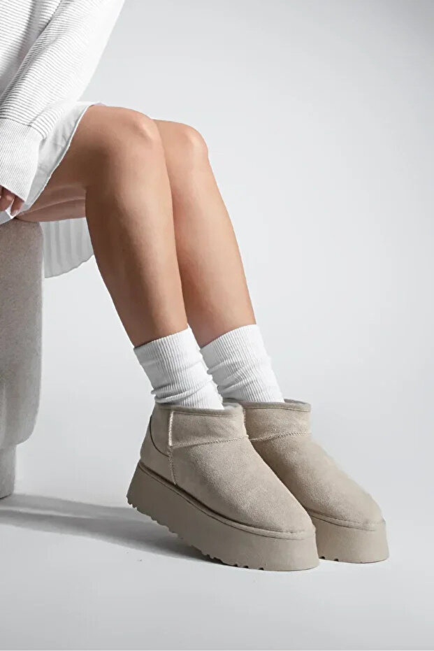 244 Aurelia Luxury Ug | Women's Thick Sole Fur Lined Half Suede Boots