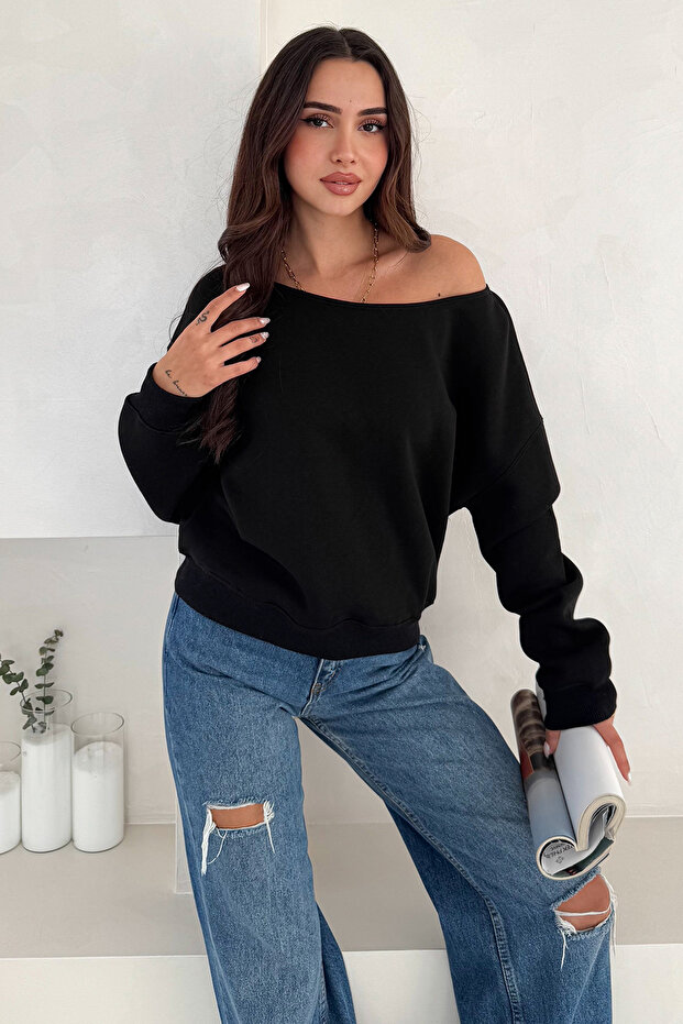 Women's Shoulder Detail Fleece Sweatshirt – Comfortable & Feminine Style