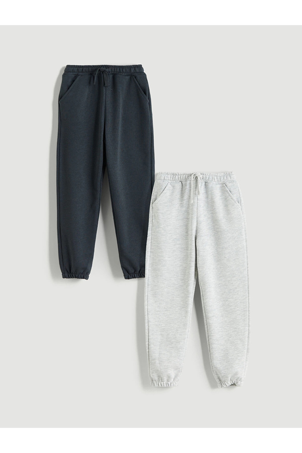 LCW Kids Antrasit Beli Lastikli Erkek Çocuk Jogger Eşofman Altı 2'li - 1