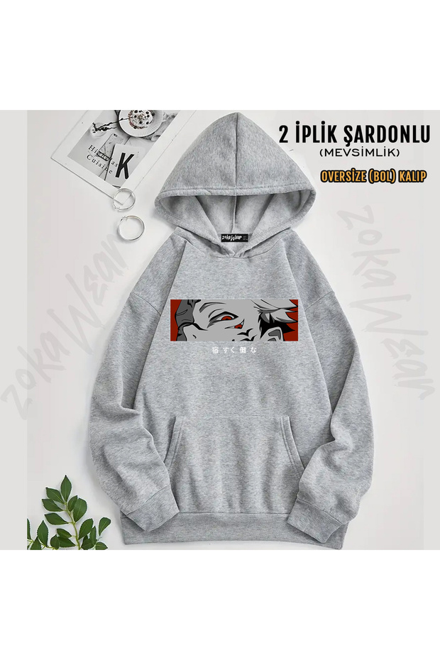 Jujutsu Kaisen Sukuna Ryomen Anime Character Printed Hooded Sweatshirt (2 Thread)