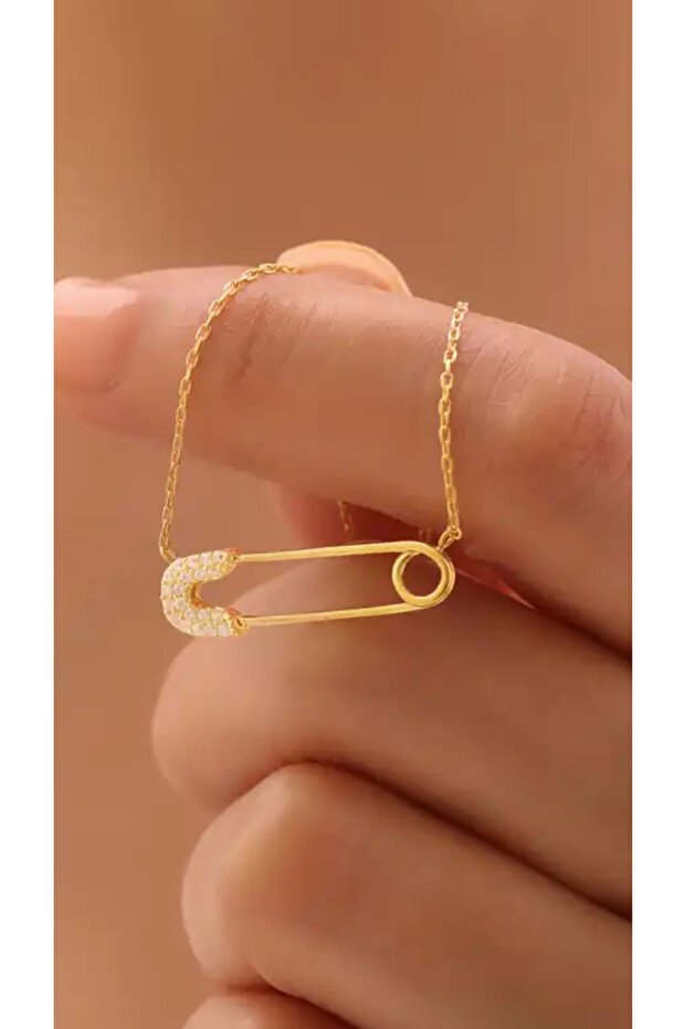 Taşlı Çengel Kolye 925 Ayar - 2