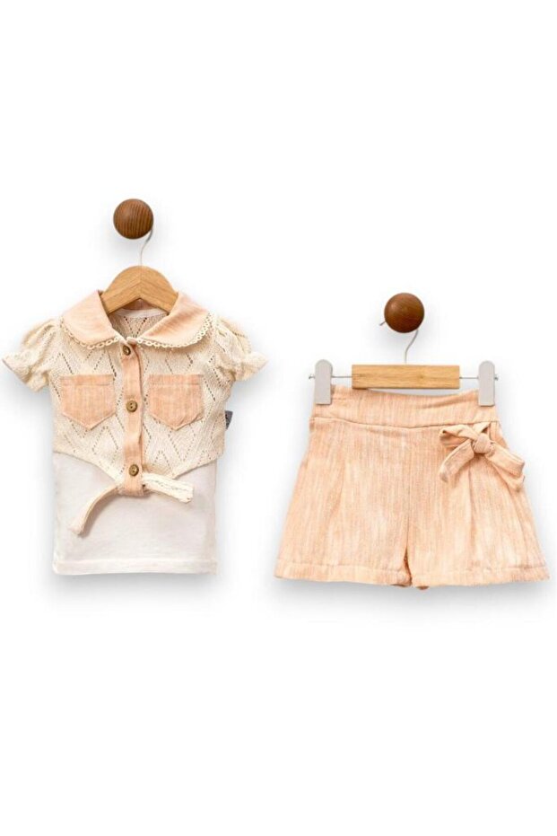 Bohemian Muslin Shorts, Bolero and String Strap Bodysuit 3-Piece Baby Girl Bottom - Top Set