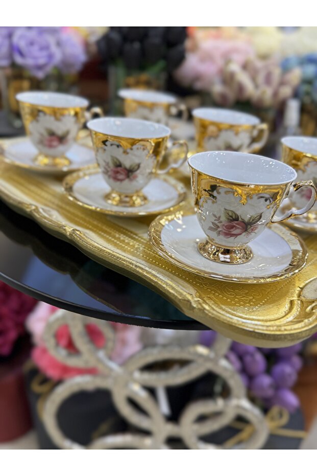 طقم فناجين قهوة ESTERHOMEDECOR من البورسلان، مناسب لـ6 أشخاص