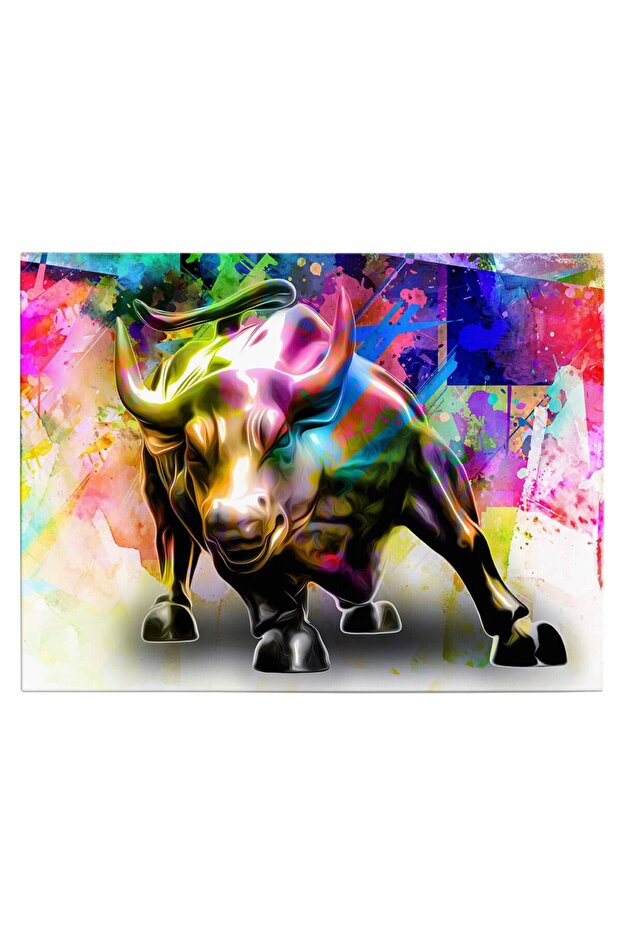 Tablou taur fundal abstract multicolor, cod 4985 - 2