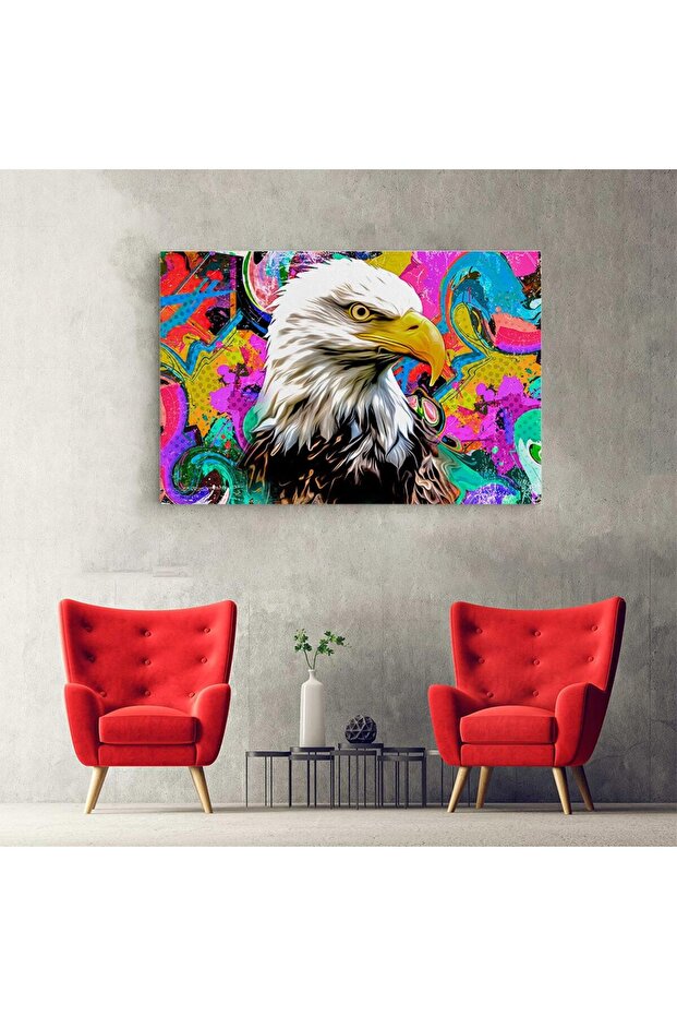 Eagle painting, abstract multicolor background, code 4994 - 6
