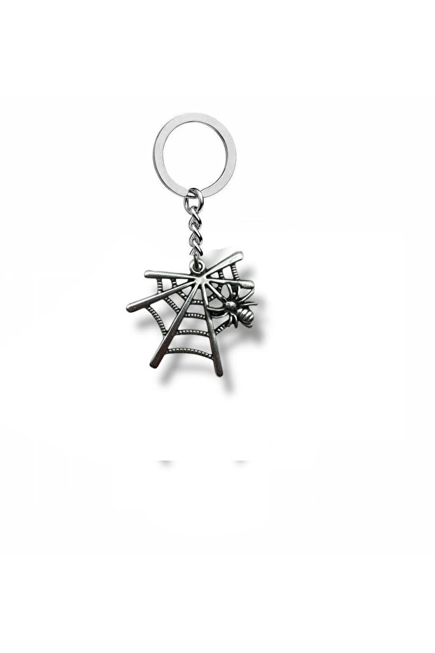 Unisex Keychain with Spider Figure on the Internet – Symbol of Power, Protection, and Fate - 1