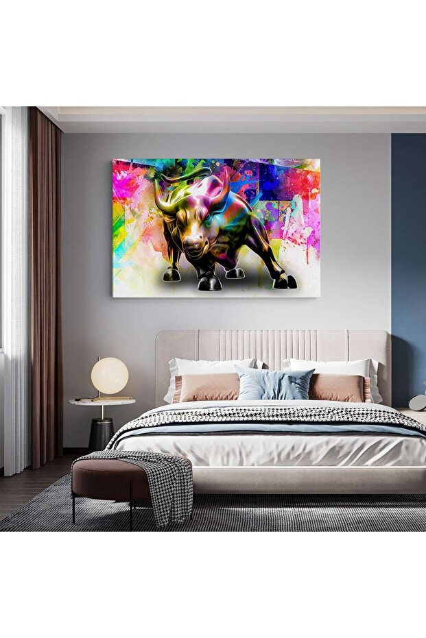 Tablou taur fundal abstract multicolor, cod 4985 - 6