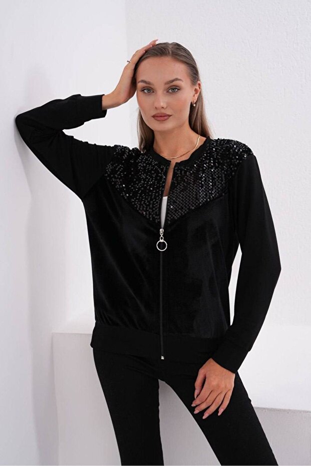 Sequin Cardigan Viscose Two-Thread Jacket - 4