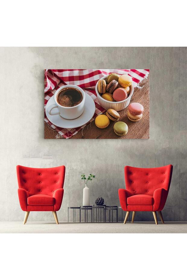 Tablou ceasca cu cafea si macarons, cod 3895 - 5