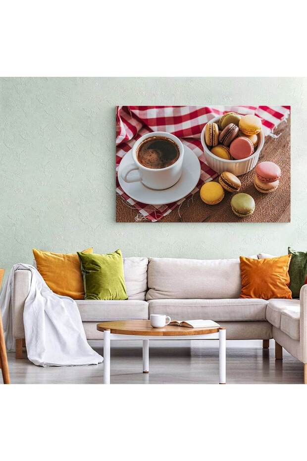 Tablou ceasca cu cafea si macarons, cod 3895 - 6