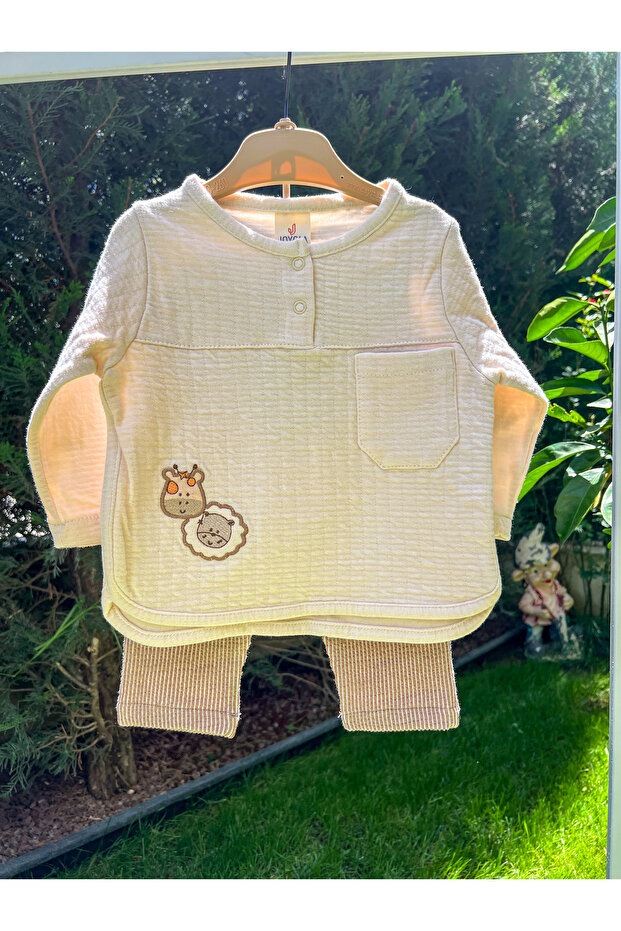 Baby/Child Cotton Lamb Embroidered Long Sleeve Double Set