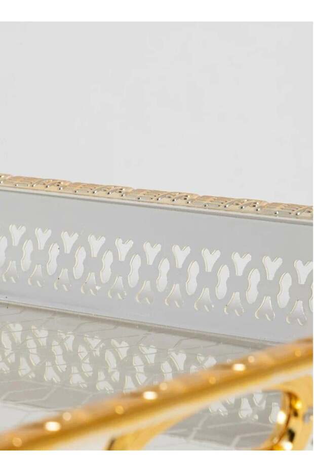 Silver and gold rectangular serving tray - 2