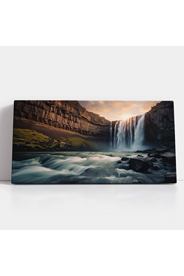 Sunset waterfall landscape painting, code 3146 - 3