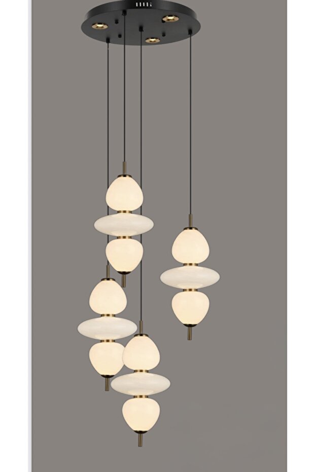 Brass Opal White 3x4 Led Sarkıt Avize - 2