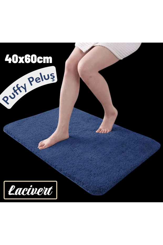 Non-Slip Base Post Plush Bath Mat Dark Blue 40X60 Mat