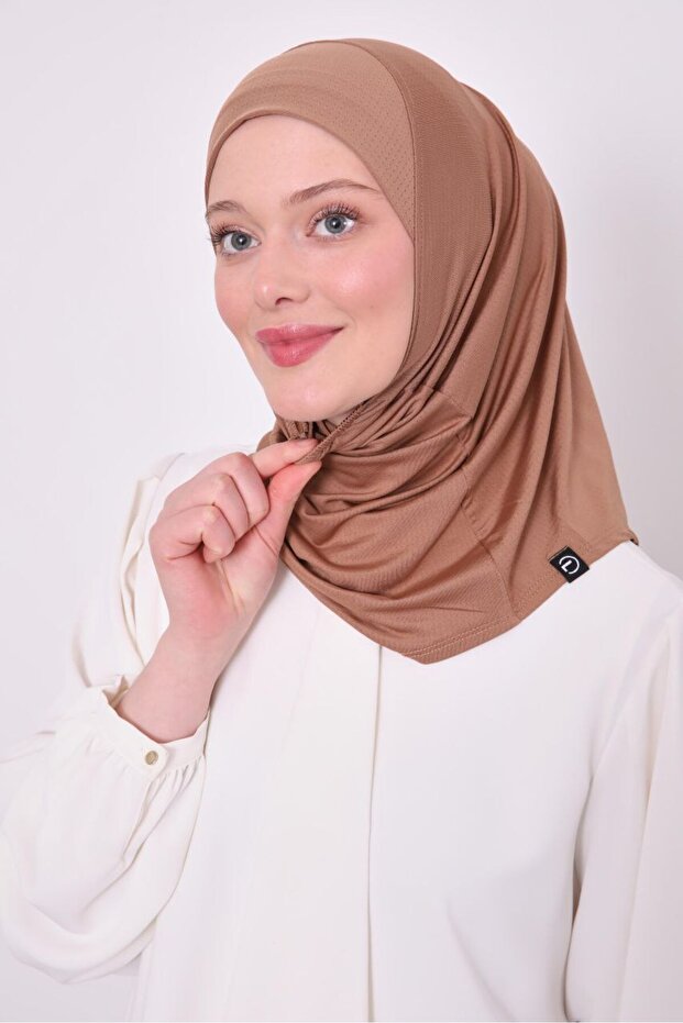 Women's Hijab Cimafit Breathable Ready-To-Wear Practical Hijab Bonnet Milky Coffee