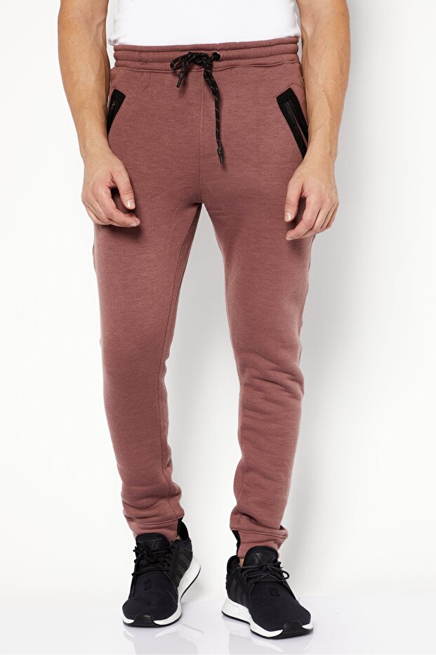 بنطال رياضي رجالي سادة بقصّة عادية، أحمر - 1