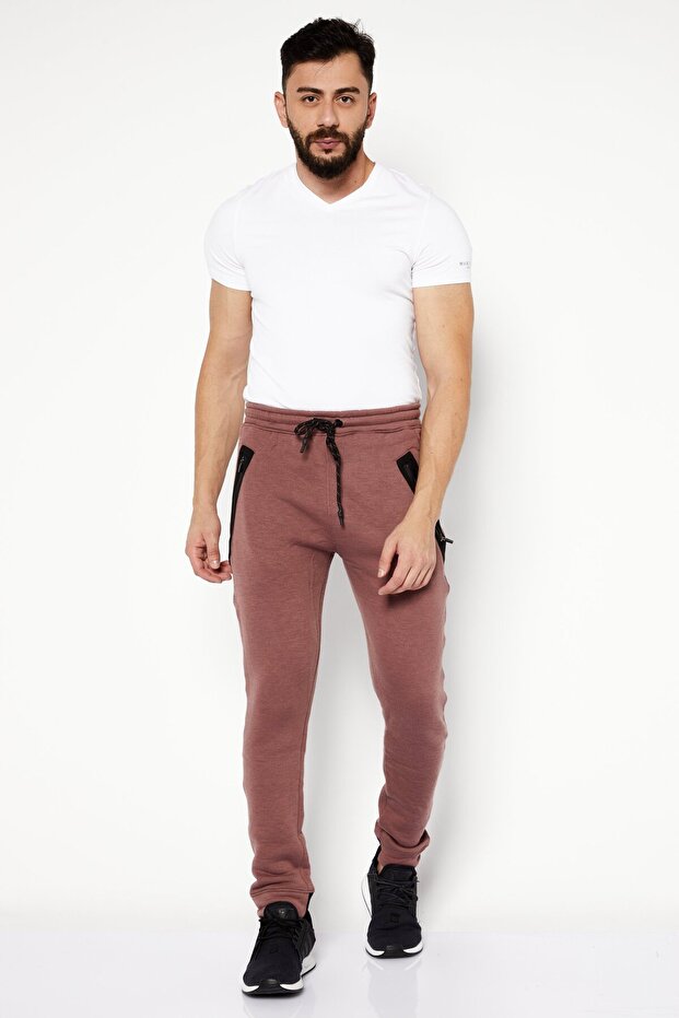 بنطال رياضي رجالي سادة بقصّة عادية، أحمر - 2