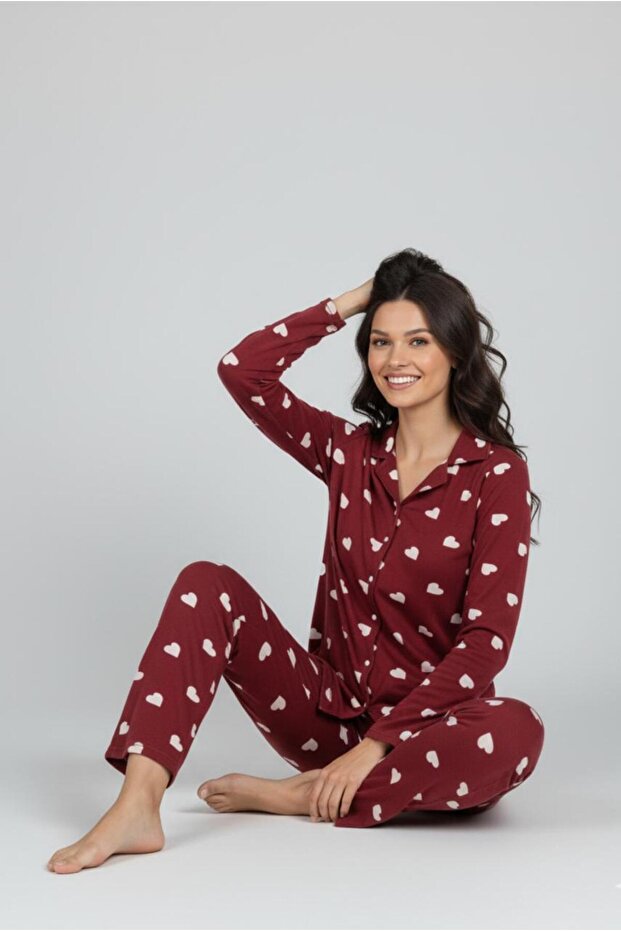 Yumuşacık Sıcak Tutan Pijama Takımı Desenli Gömlek Model Konforlu - 1
