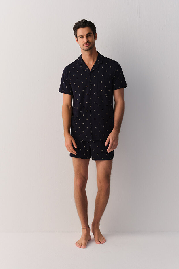 Treasure Modal Erkek Maskülen Şort Pijama Takımı - 1