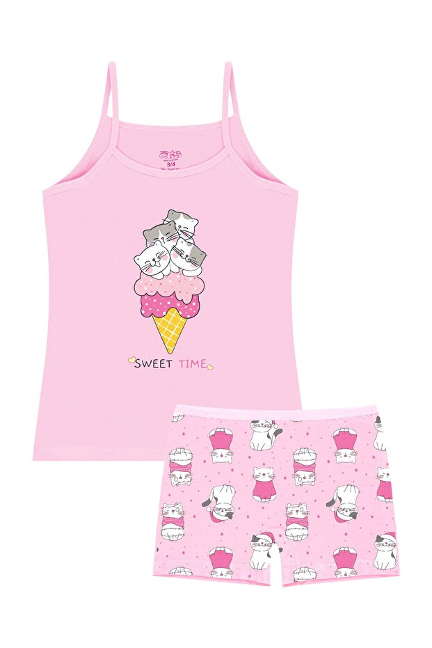 Girl's Cotton Undershirt Pink Ice Cream Casual Comfortable Cut (8515-Pem)