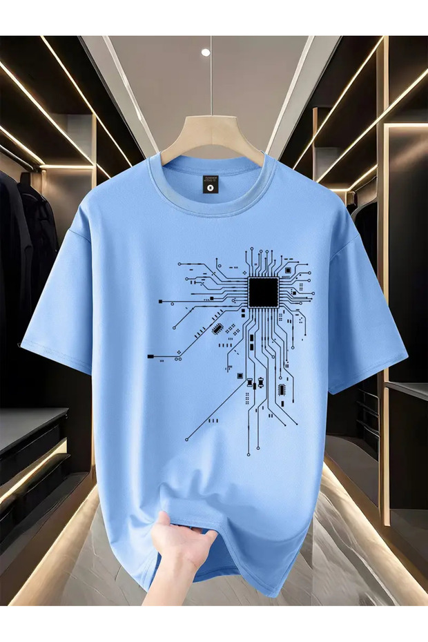 تي شيرت رجالي كبير الحجم مزين برسومات Yonga (Chip)