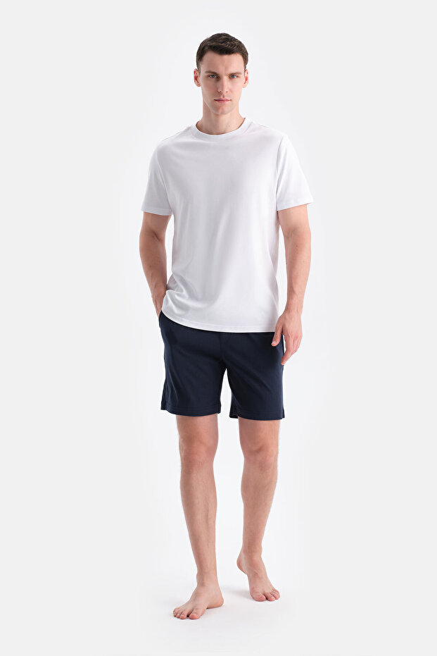 Lacivert Pamuk Modal İkili Örme Şort - 1