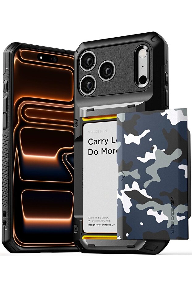 Damda Glide Pro for iPhone 17 Pro MAX case wallet slider card Slot 4 cards Camo Navy