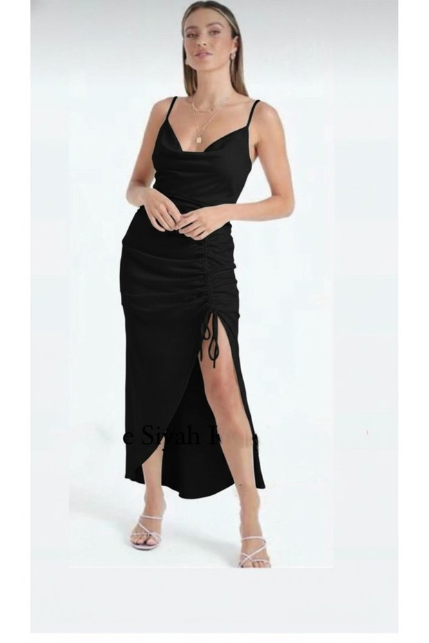 Black Slit Graduation Evening Dress Evening Gown