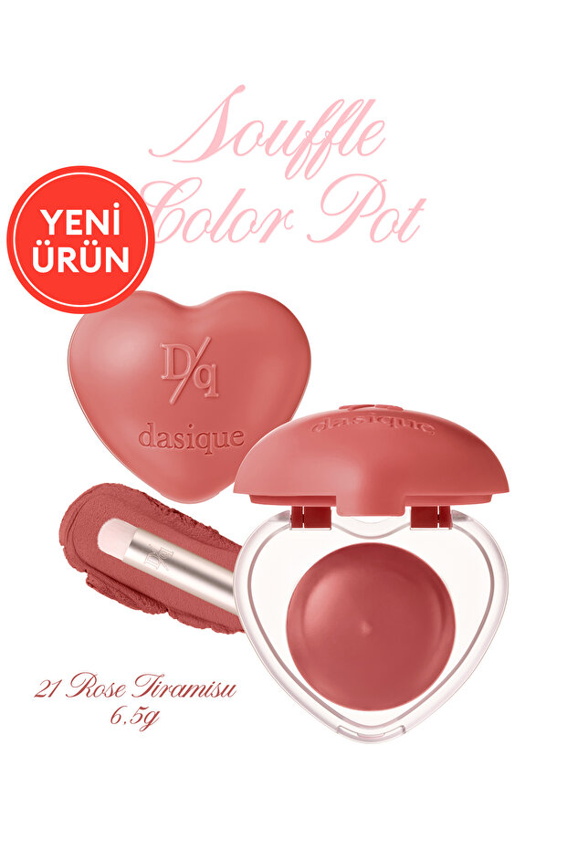 Intensely Pigmented Foam Structure Velvet Finish Lipstick & Blush Dasique Souffle Color Pot 21 Rose Tiramisu