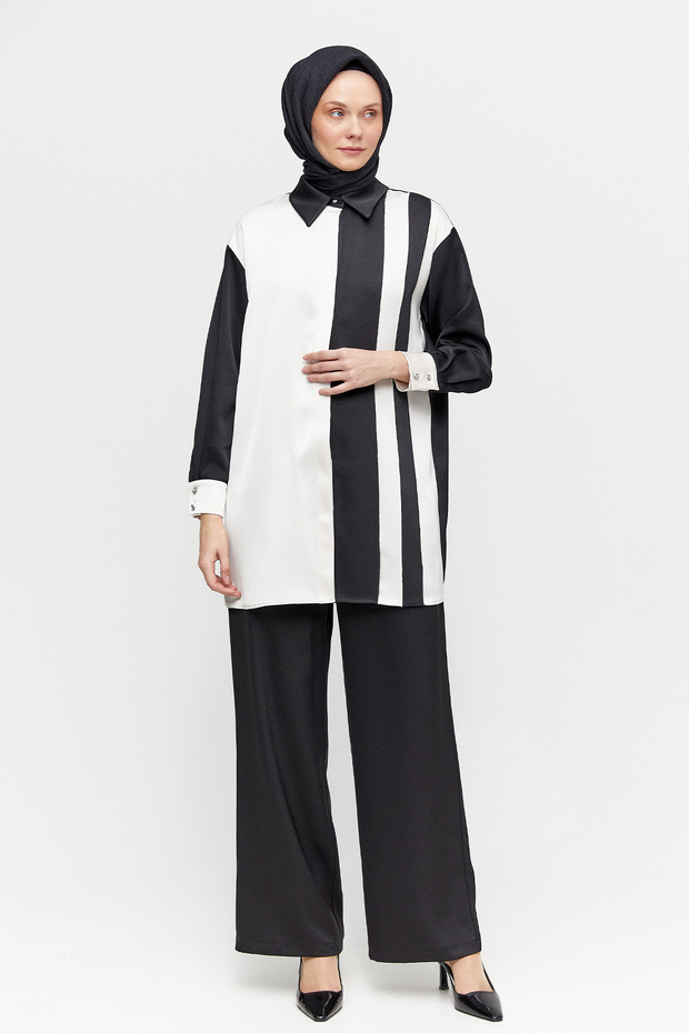 Çift Renk Saten Tunik - 2